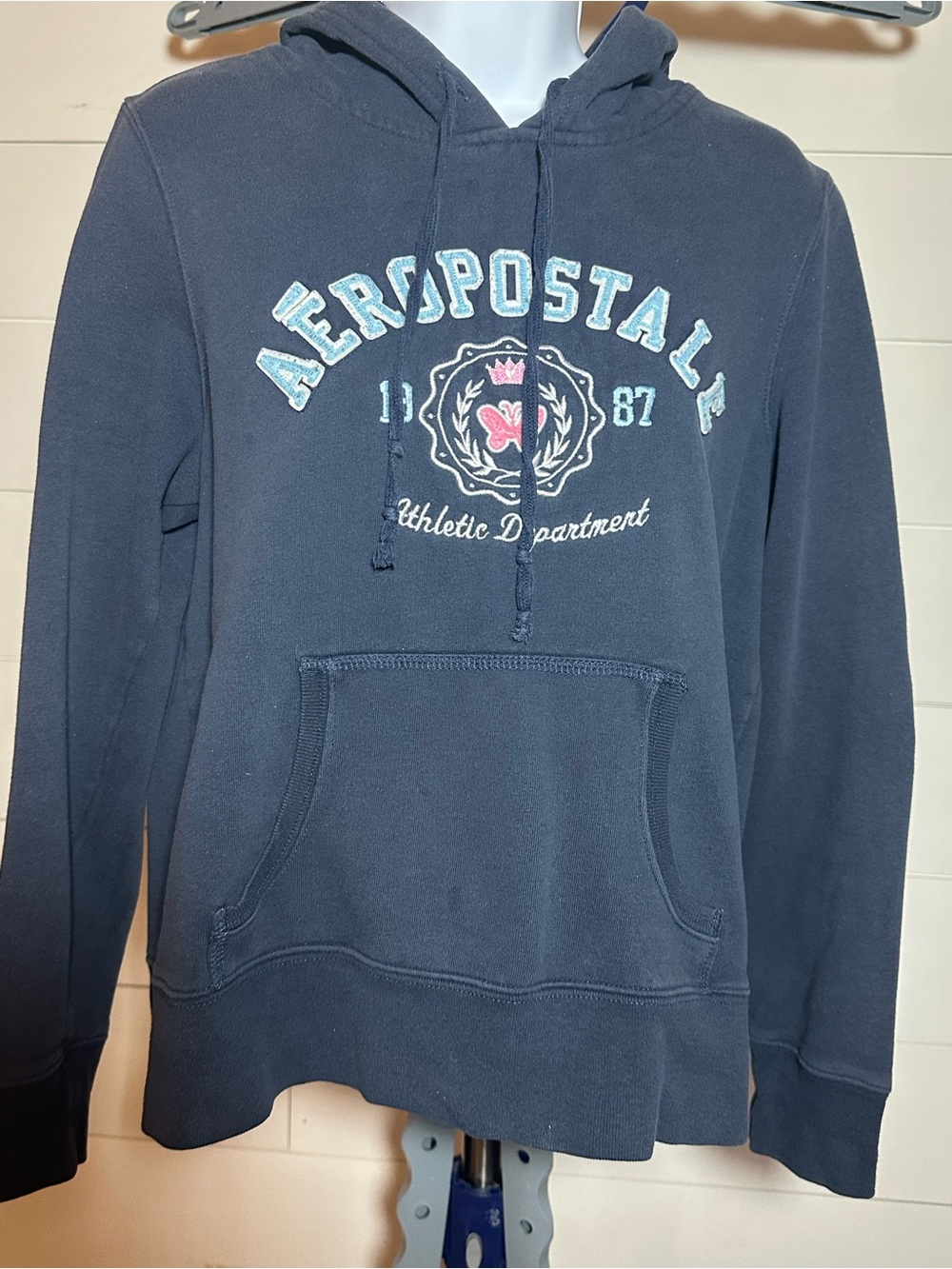 #222 Aeropostale Women’s Navy Blue Hoodie with Athletic Crest